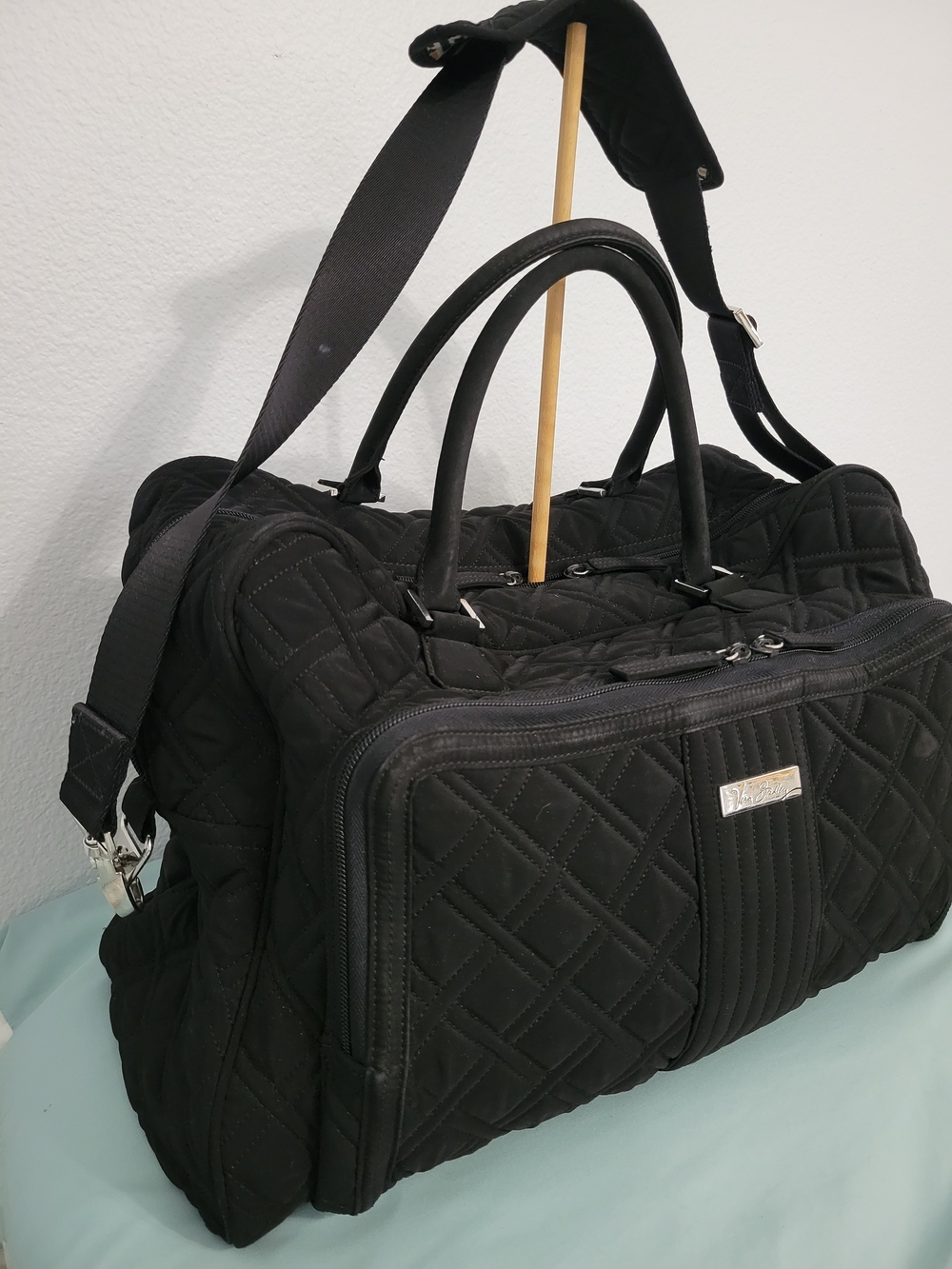 Black Quilted Travel Weekender Bag - Picture 2 of 16